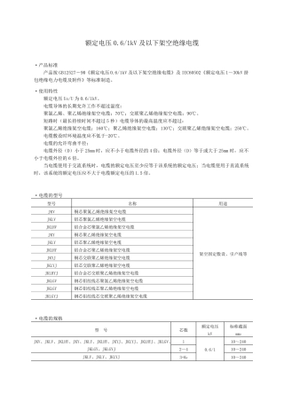 35kV及以下架空绝缘导线参数
