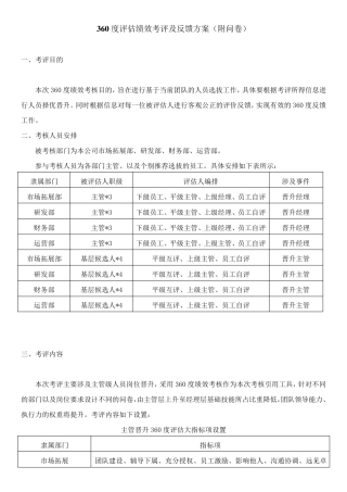 360度评估绩效考评及反馈方案(附问卷)