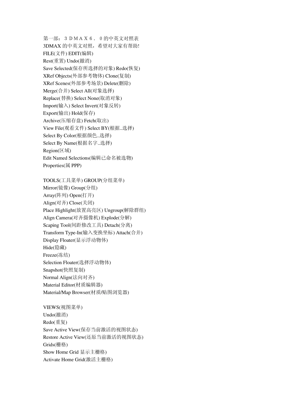 3DMAX6.0的中英文对照表_第1页
