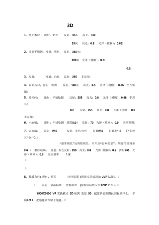 3Dmax材质球参数