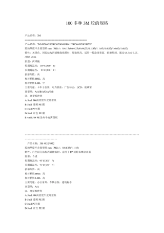 3M胶资料很齐全的背胶资料