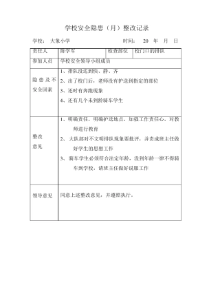 3学校安全隐患(月)整改记录