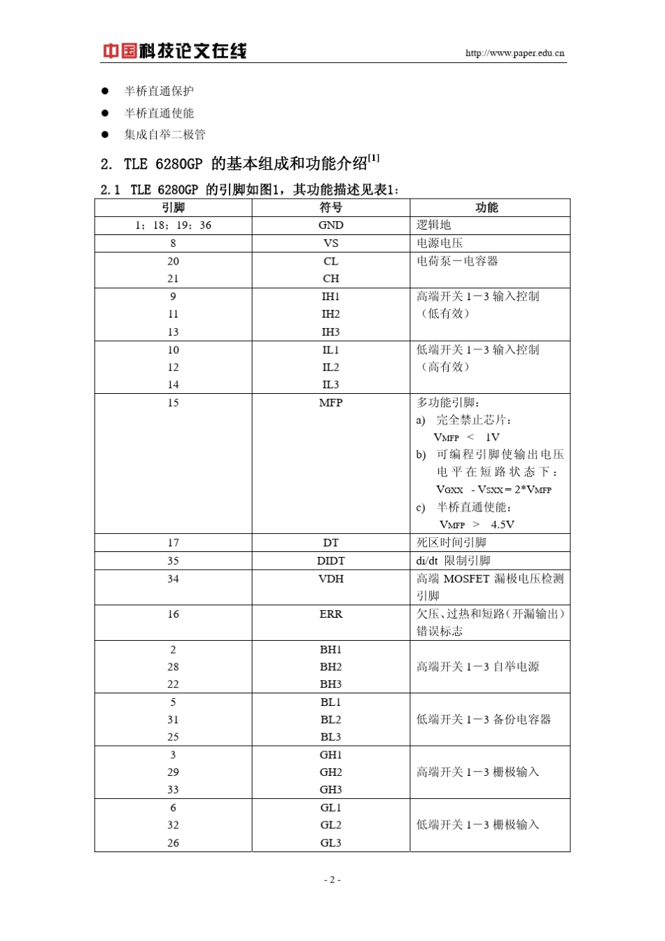 3相桥驱动芯片TLE6280GP的原理与应用_第2页
