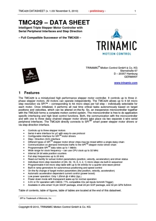 3轴电机控制芯片带有SPI和脉冲方向控制接口TMC429_datasheet