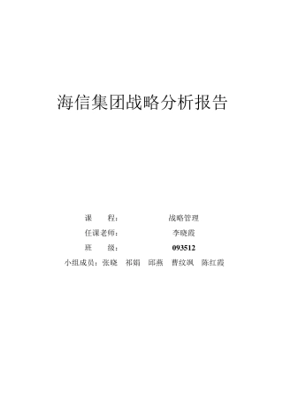 3：海信集团战略分析报告