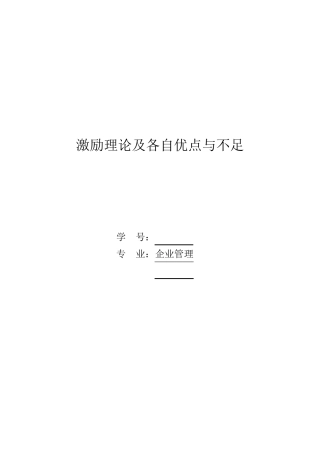 4.5激励理论以及优点与缺点
