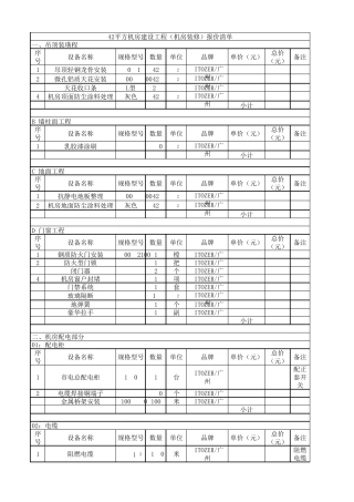 42平方机房建设工程(机房装修)报价清单