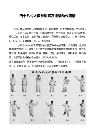 48式太极拳讲解及连续动作图谱