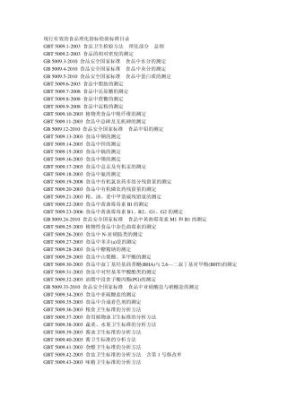 5009现行有效的食品理化指标检验标准目录