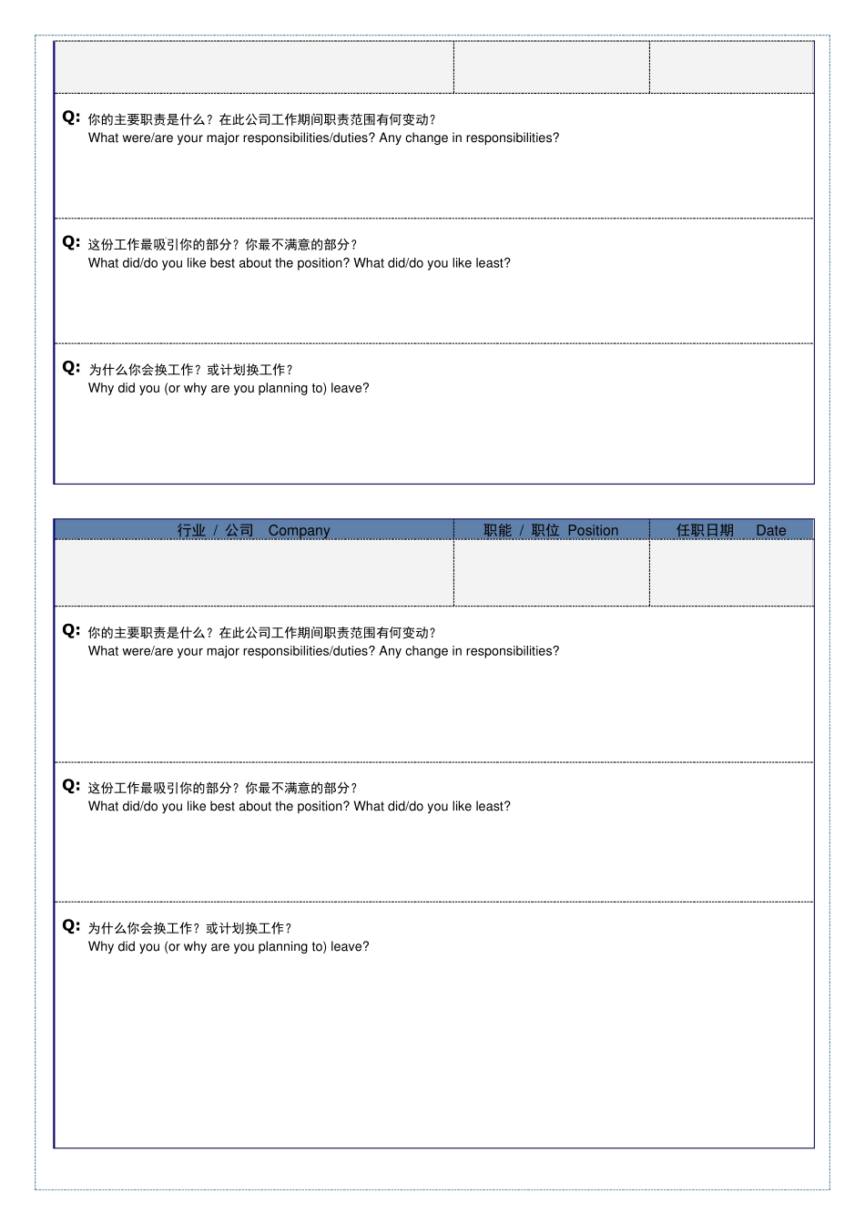 500强人力资源公司面试评估表中英文对照_第2页