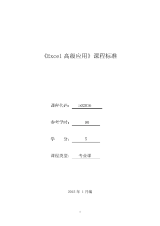 502076《Excel高级应用》课程标准
