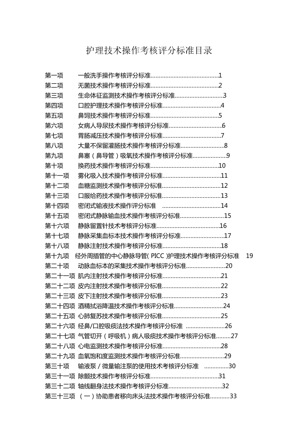 50项护理基础操作评分标准_第1页