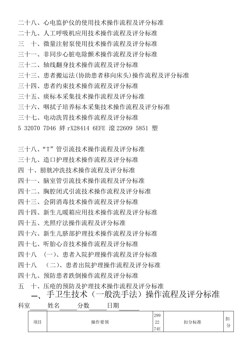 50项护理技术操作流程及评分标准_第2页