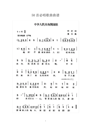 50首必唱军歌曲谱