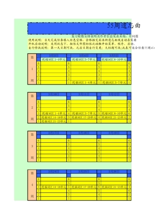 55周内通用艾宾浩斯遗忘曲线复习计划表