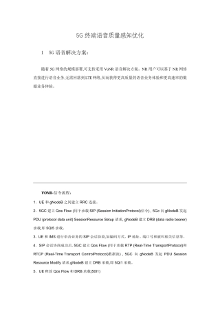 5G终端语音质量感知优化