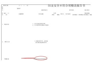 5S及安全不符合项整改报告书