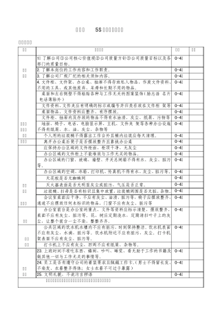 5S活动评分标准表