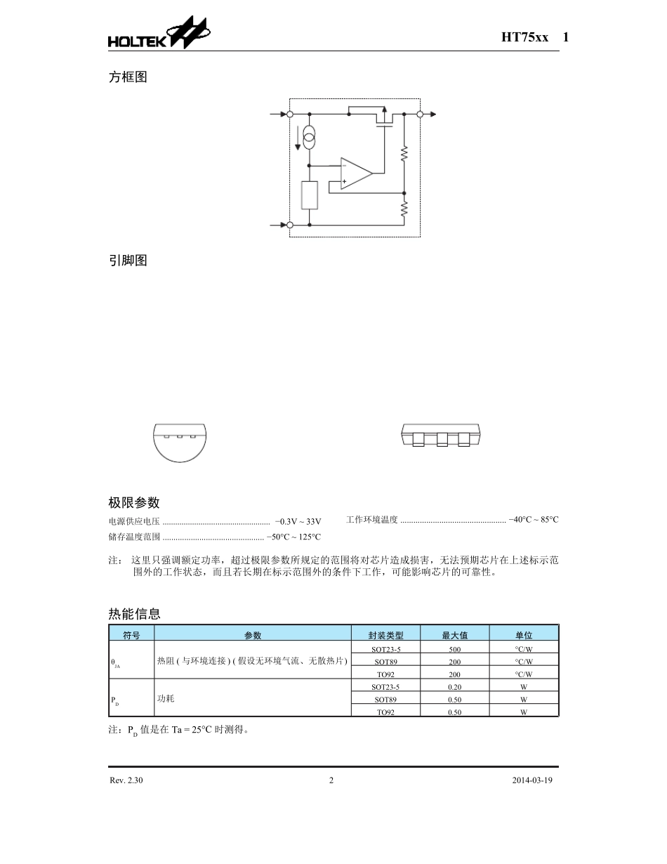5V大电流稳压IC方案HT7550规格书_第2页