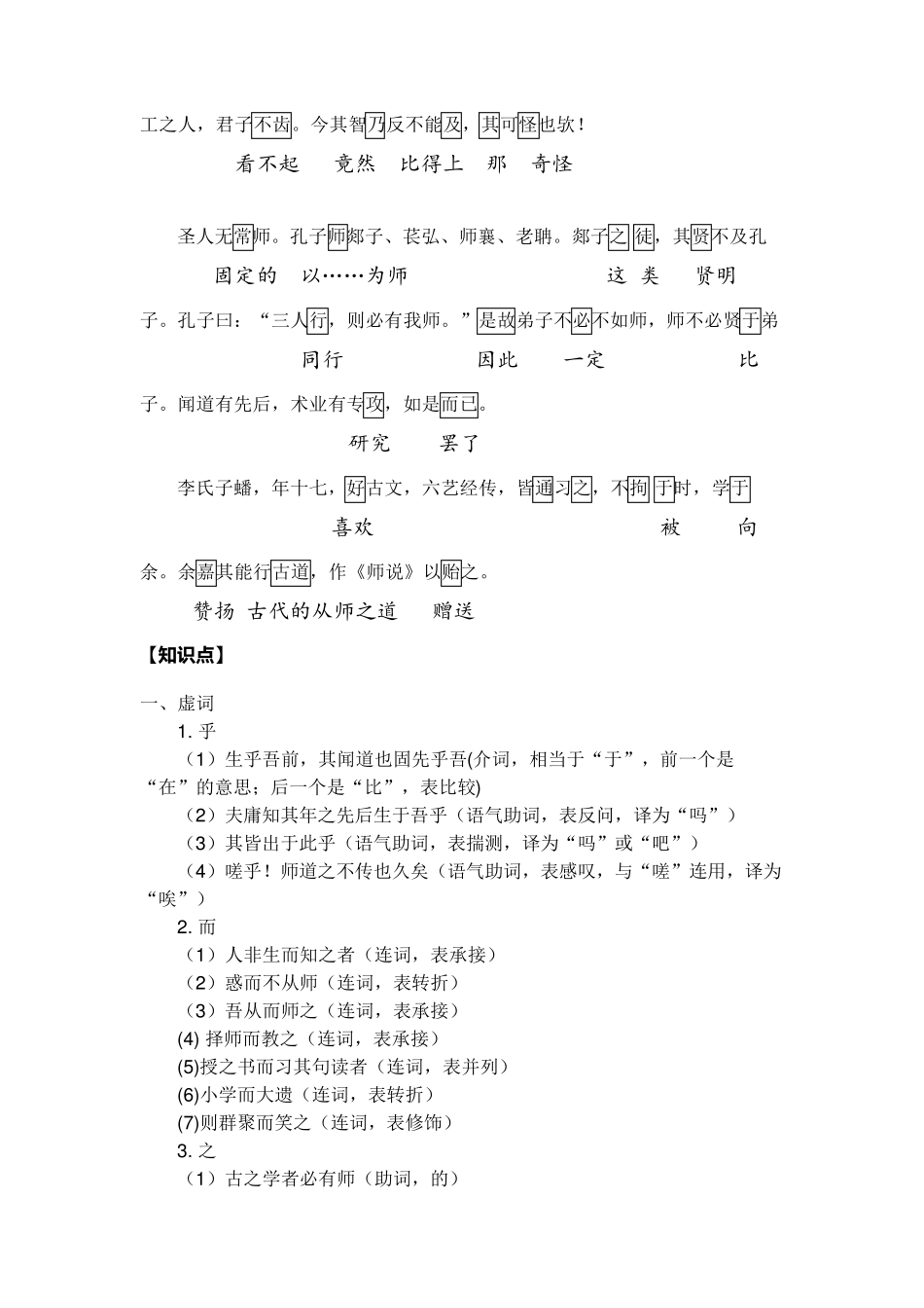 5《师说》重点字词逐个解释及全篇知识点梳理_第2页