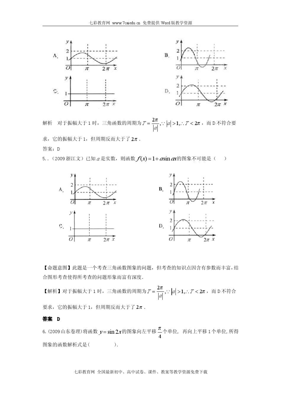 5年高考题_3年模拟题_分类汇编_三角函数的图象和性质及三角恒等变换_第2页