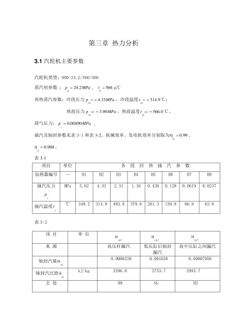 600MW汽轮机汽水热力计算