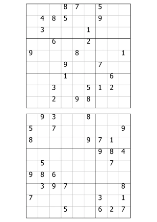 60道中等难度数独题