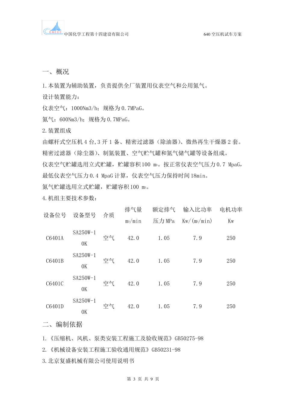 640螺杆式空压机试车方案_第3页