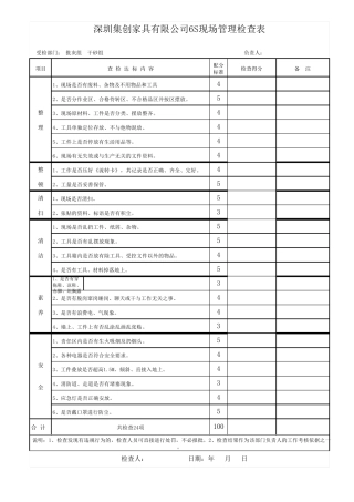 6S现场管理检查表