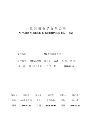6S考核管理办法