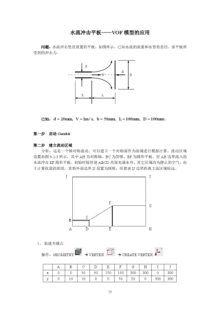 6水流冲击平板的流动——VOF模型的应用