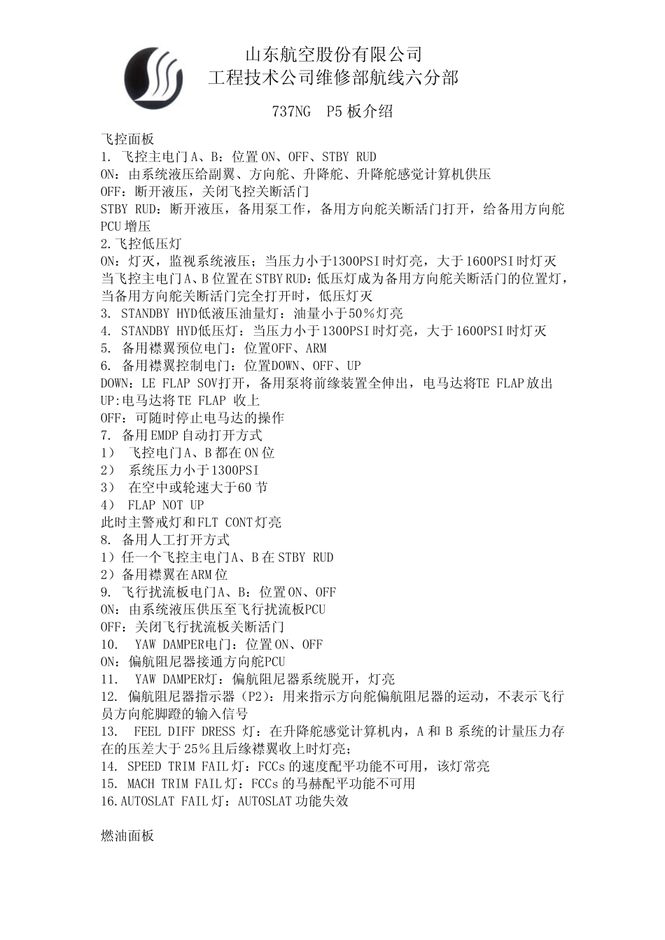 737飞机P5板介绍_第1页