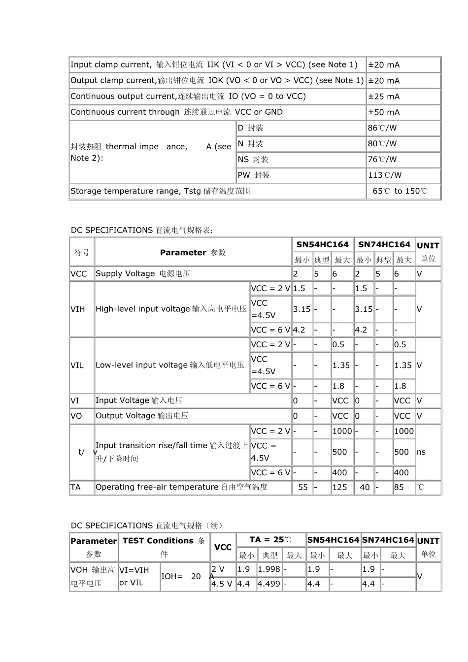 74HC164中文资料参数_第2页