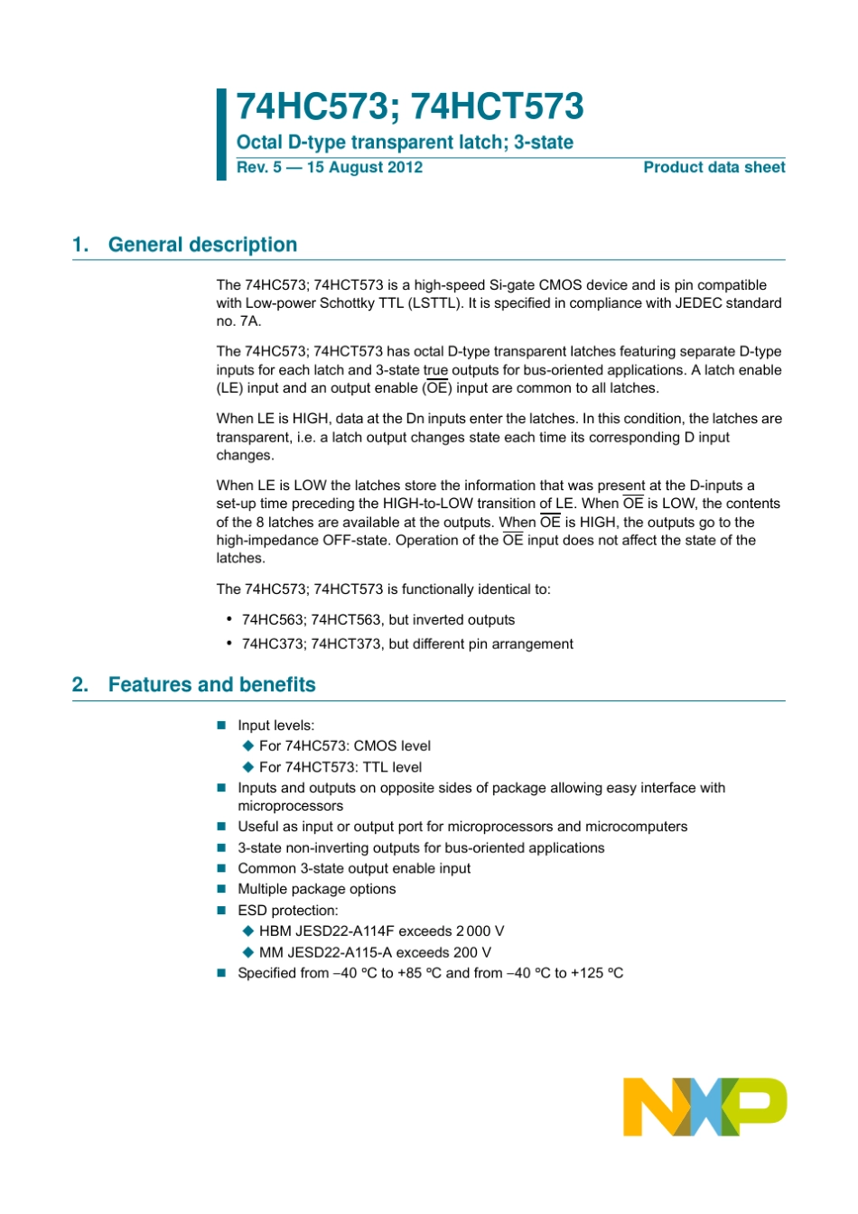 74HC573最新数据手册_第1页