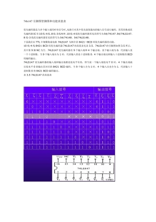 74ls147引脚图管脚图和功能真值表