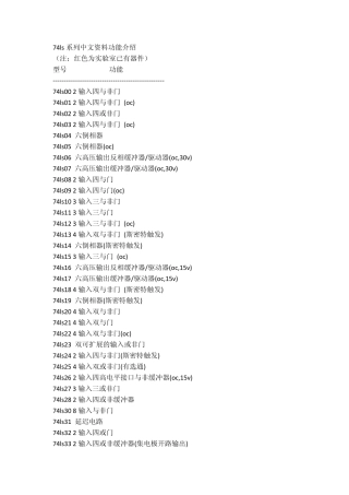 74ls系列中文资料功能介绍