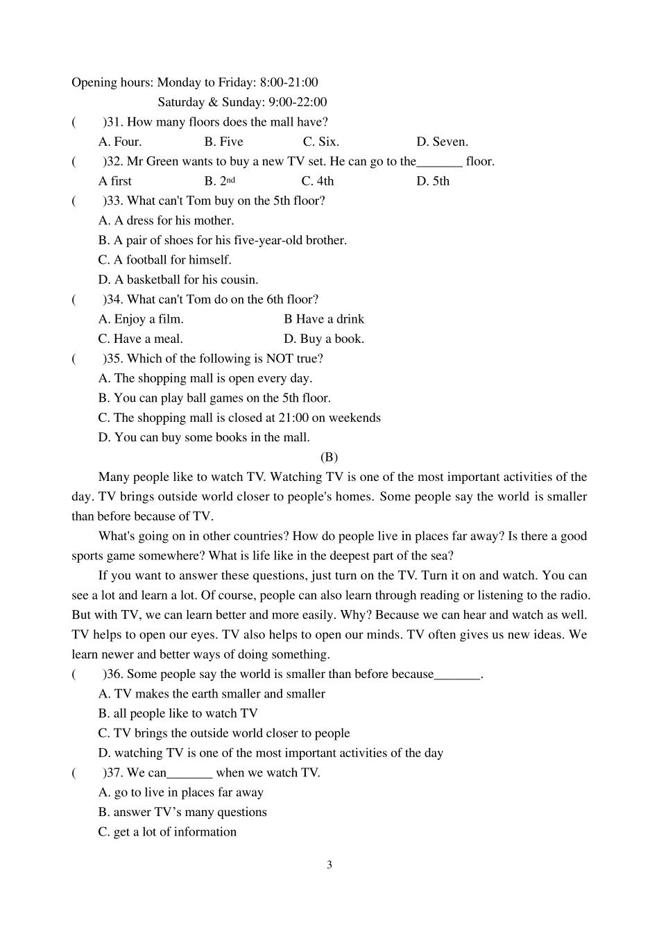 7AUnit7Shopping单元检测卷_第3页