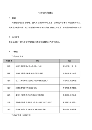 7S活动推行计划