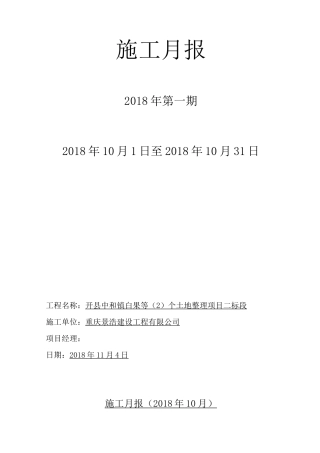 土地整治施工月报