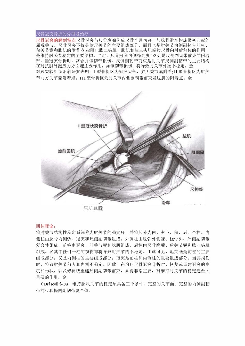 尺骨冠突骨折的分型及治疗_第1页
