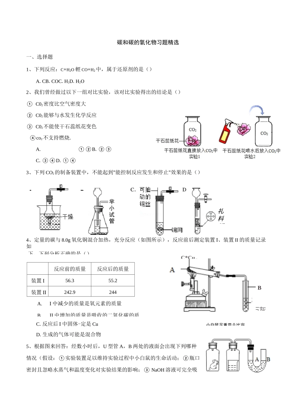 碳和碳的氧化物习题_第1页