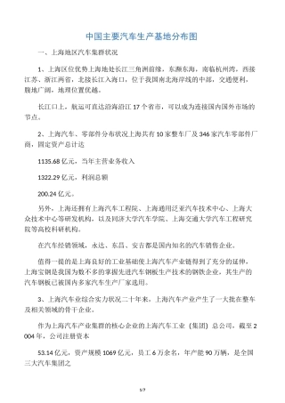 中国主要汽车生产基地分布图