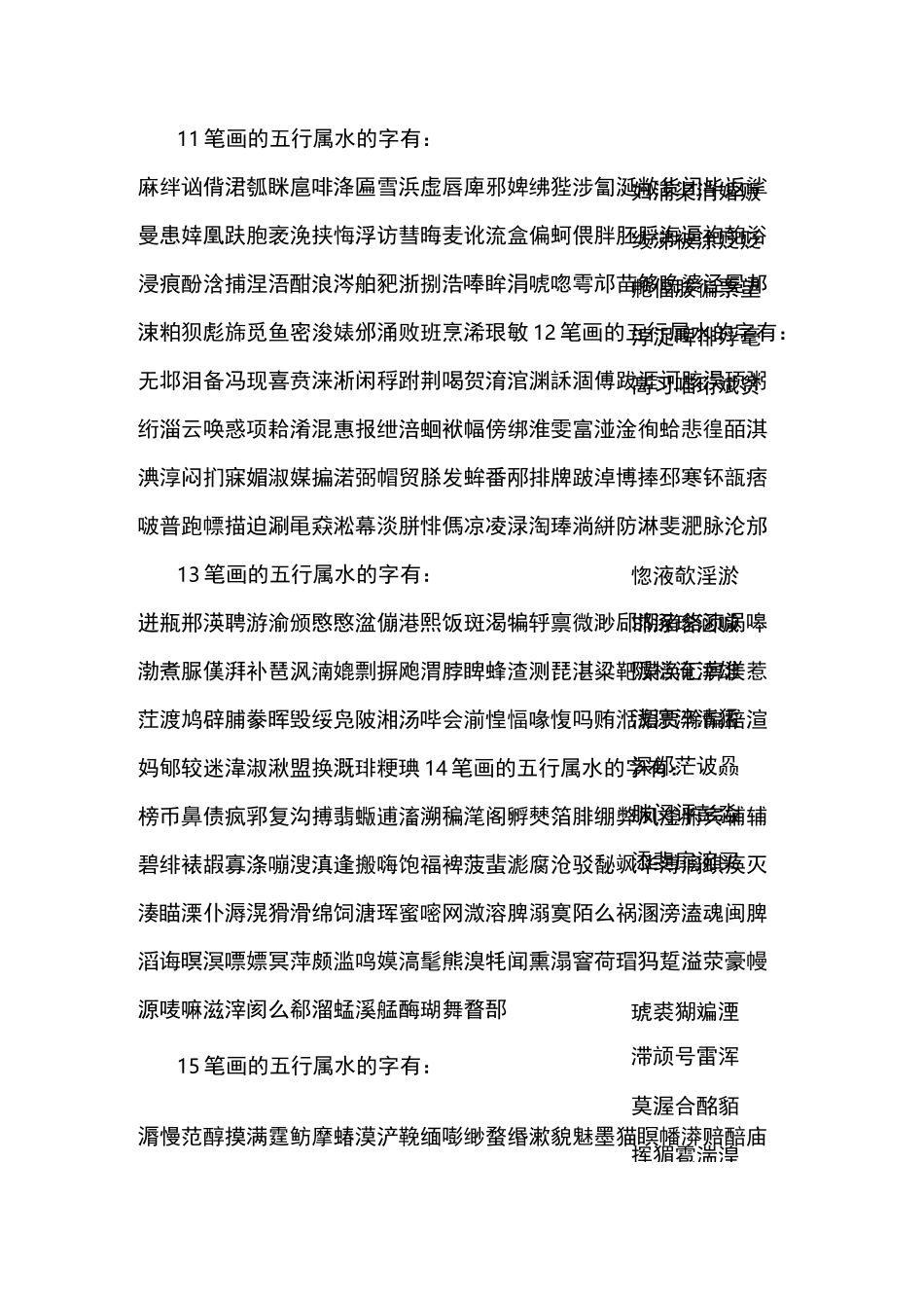 康熙字典笔画 五行属水的字_第3页