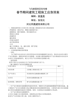 春节期间应急预案