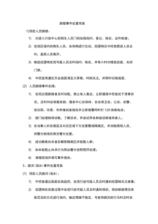 跳楼事件处置预案