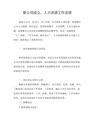 新公司成立-人力资源工作流程