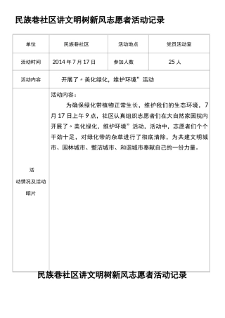 社区志愿者活动记录