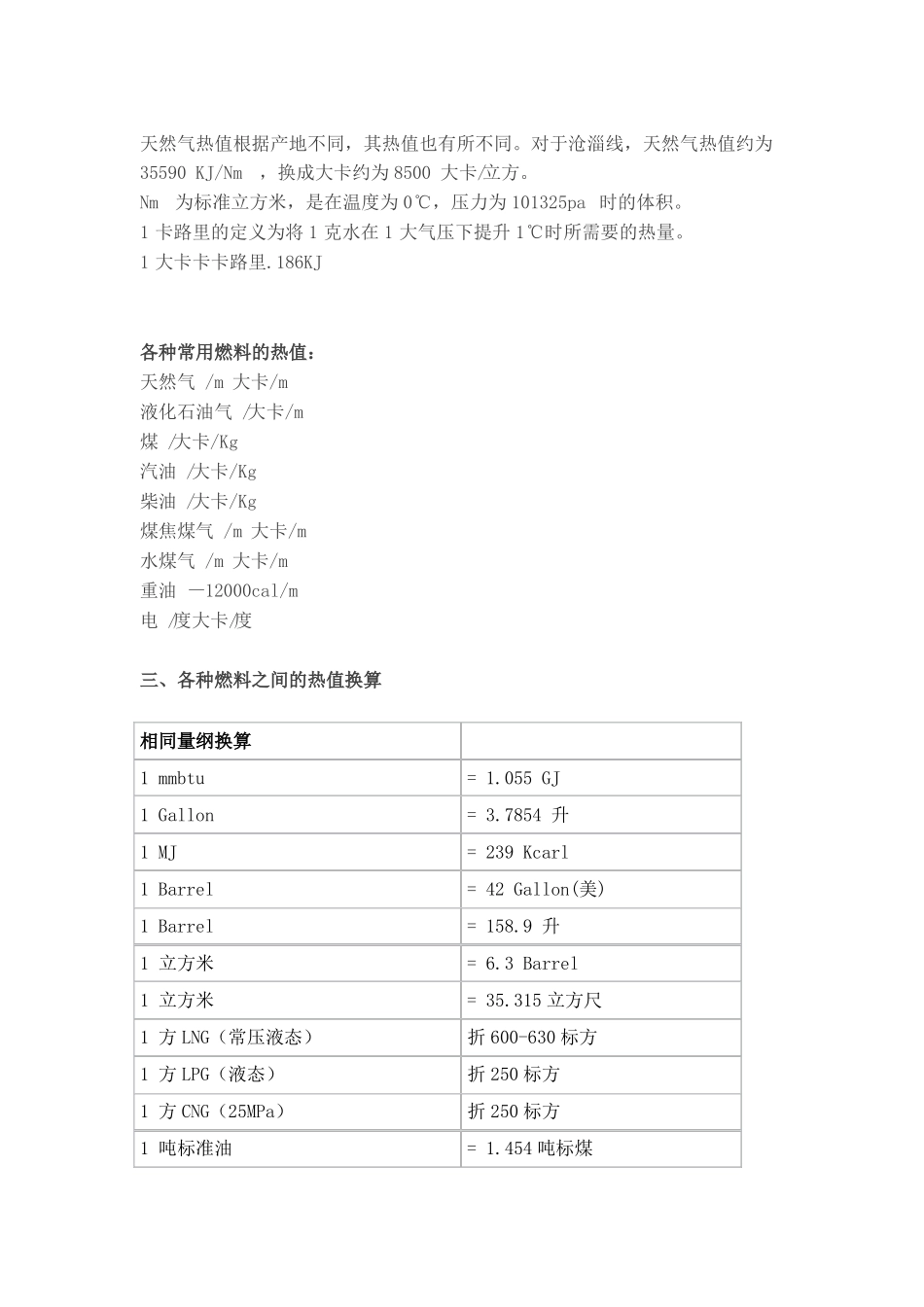 天然气综合换算表_第3页