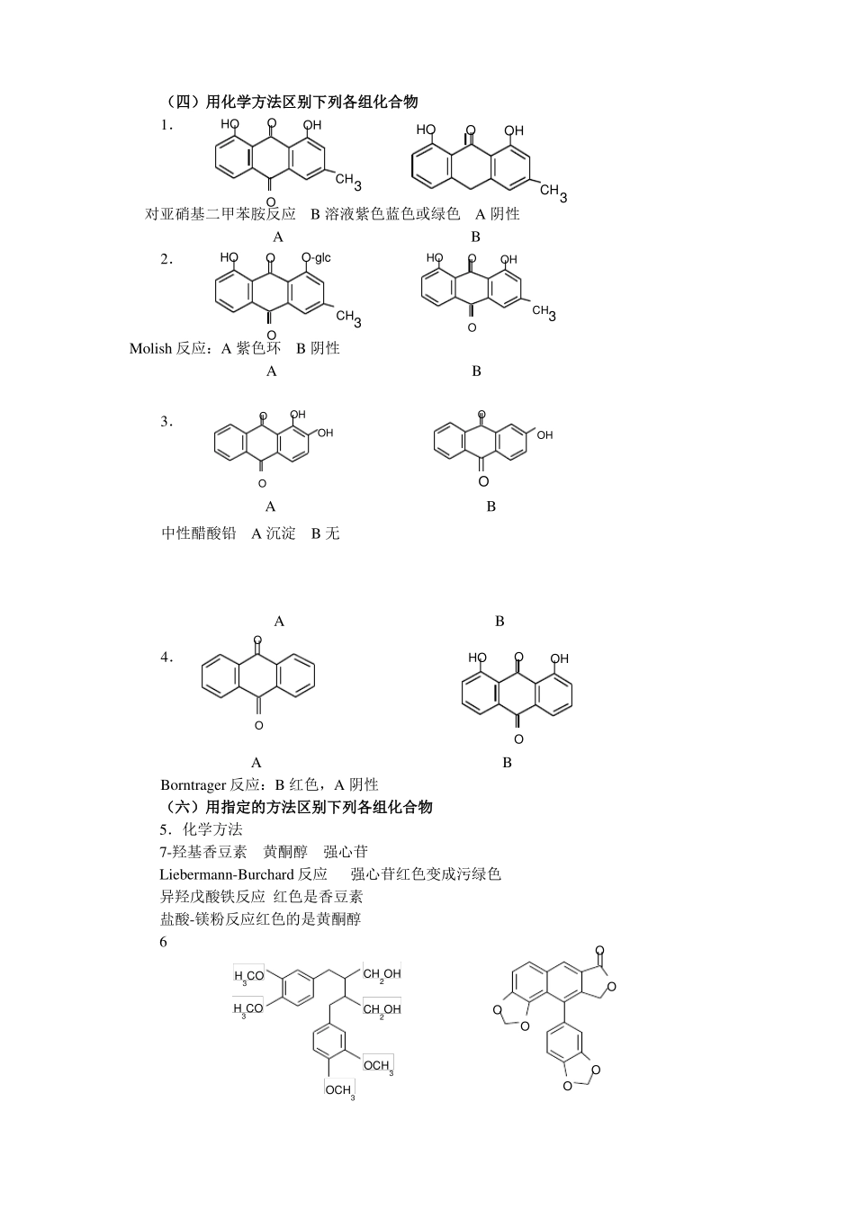 天然药物化学中药化学鉴别题全章节练习及参考答案_第1页