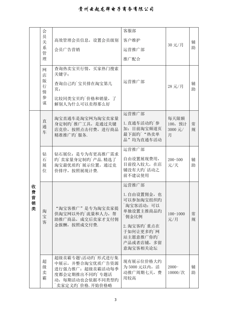 天猫旗舰店电商部门运营推广费用预算_第3页